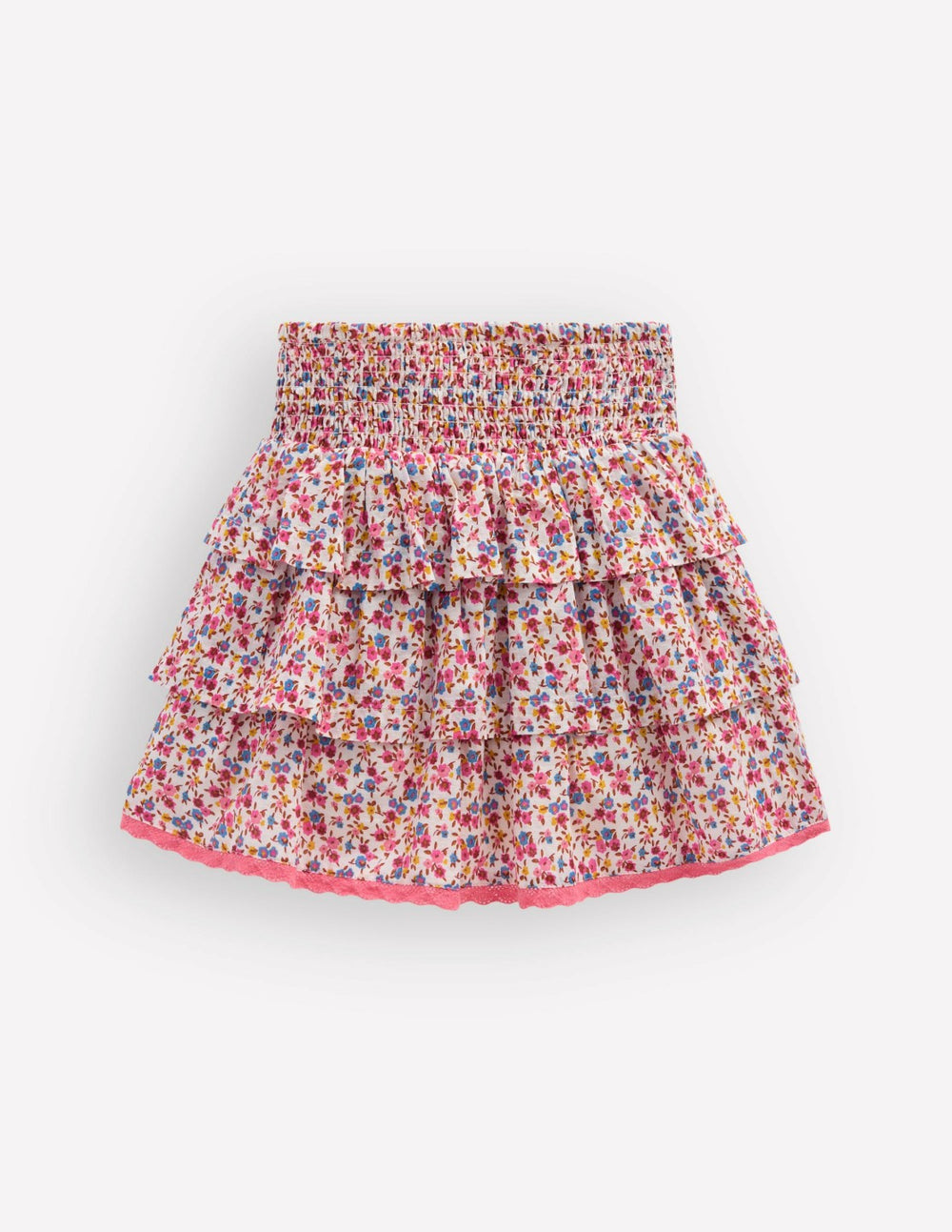 Smocked Waist Ruffle Skirt-Neon Pink Ditsy Floral / Boden Sale
