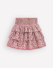 Smocked Waist Ruffle Skirt-Neon Pink Ditsy Floral / Boden Sale