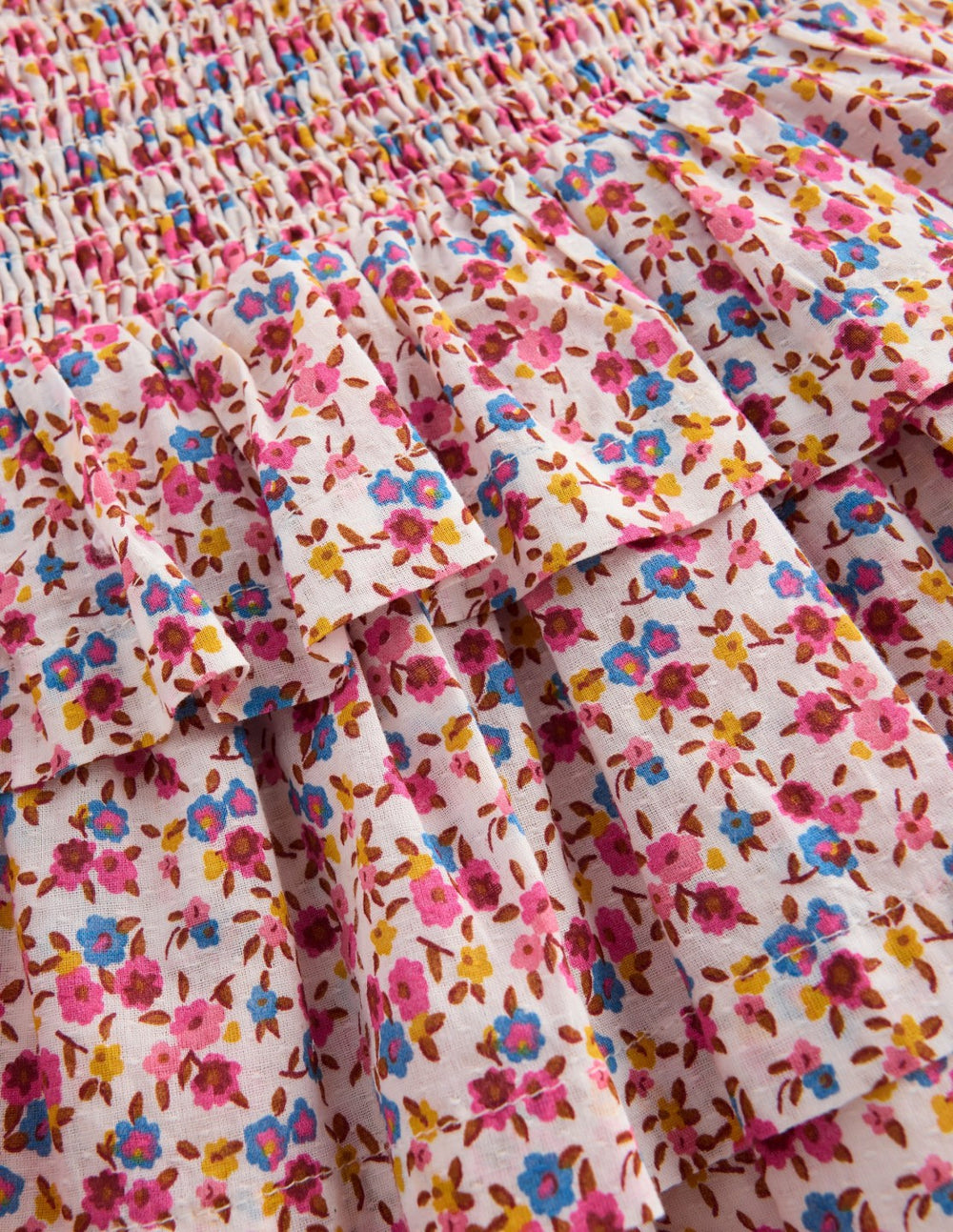 Smocked Waist Ruffle Skirt-Neon Pink Ditsy Floral / Boden Sale