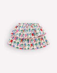 Ruffle Jersey Skort-Multi Elephant Woodblock / Boden Online