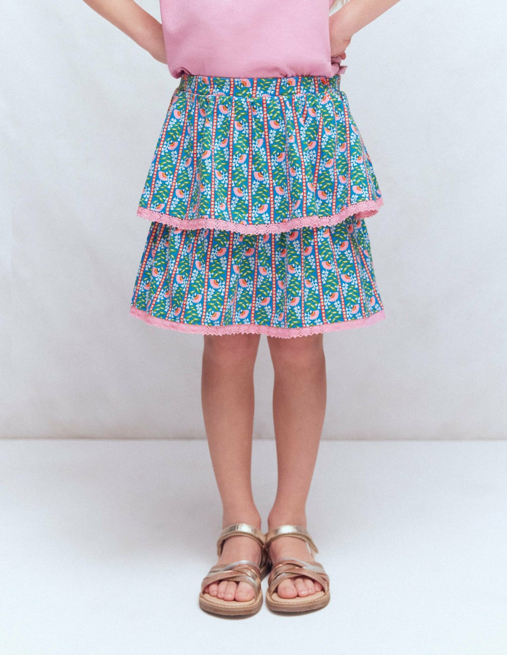 Ruffle Jersey Skort-Kingfisher Blue Floral Vine / Boden Sale