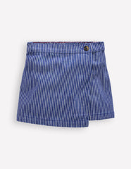 Wrap Woven Skort-Sapphire Blue/ Ivory Stripe / Boden Outlet