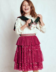 Tulle Ruffle Midi Skirt-Cherry Jam / Boden us