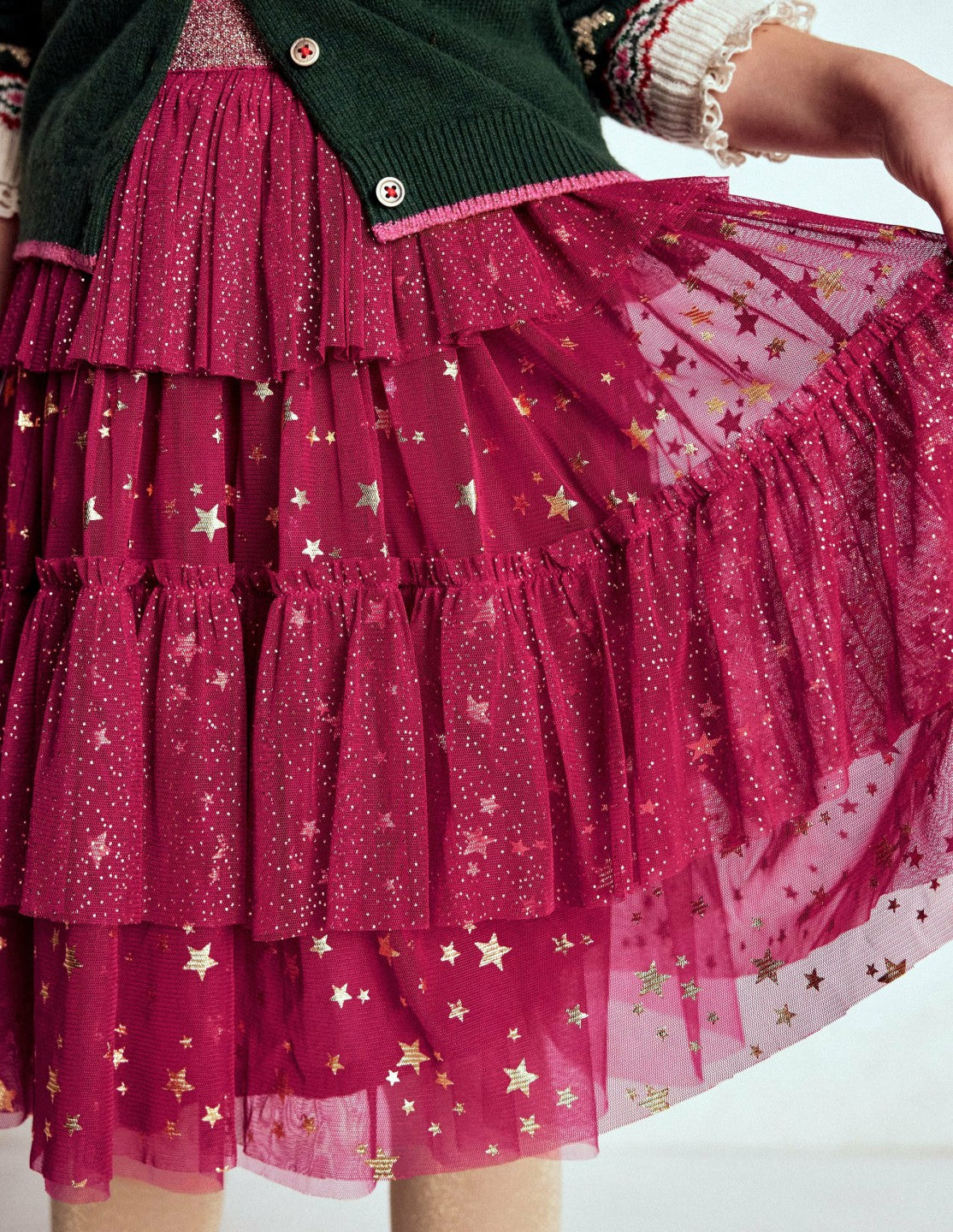 Tulle Ruffle Midi Skirt-Cherry Jam / Boden us