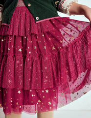 Tulle Ruffle Midi Skirt-Cherry Jam / Boden us