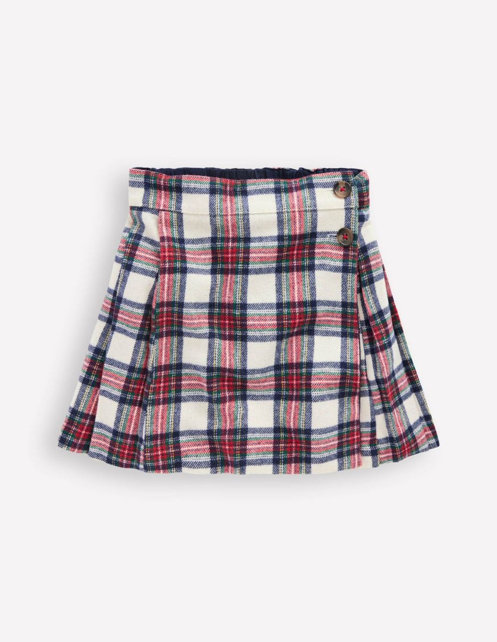 Fully Lined Button Kilt-Red and Soft Ivory Tartan / Boden Sale
