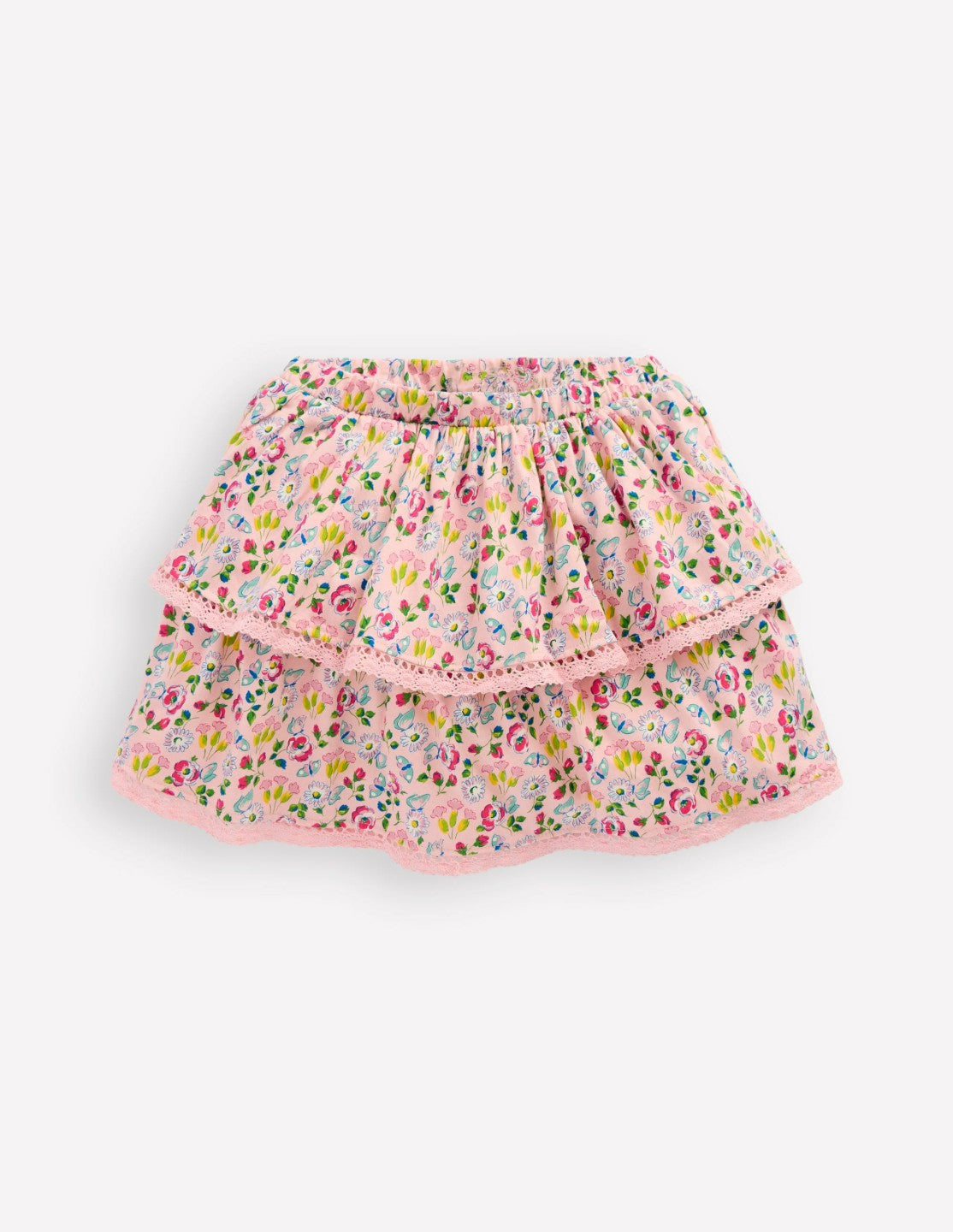 Ruffle Jersey Skort-Chalk Pink Spring Garden / Boden Outlet