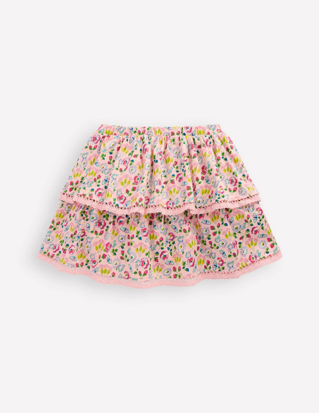 Ruffle Jersey Skort-Chalk Pink Spring Garden / Boden Outlet