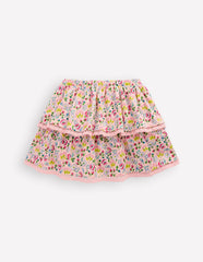 Ruffle Jersey Skort-Chalk Pink Spring Garden / Boden Outlet