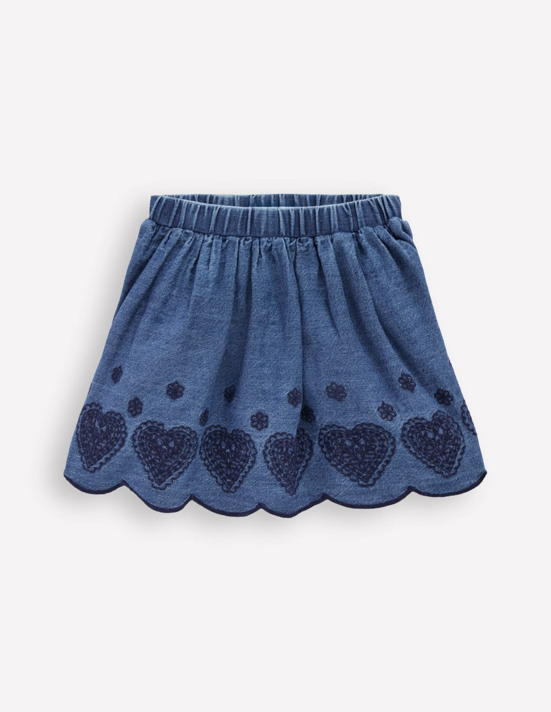 Embroidered Pull-on Skirt-Chambray / Boden On sale