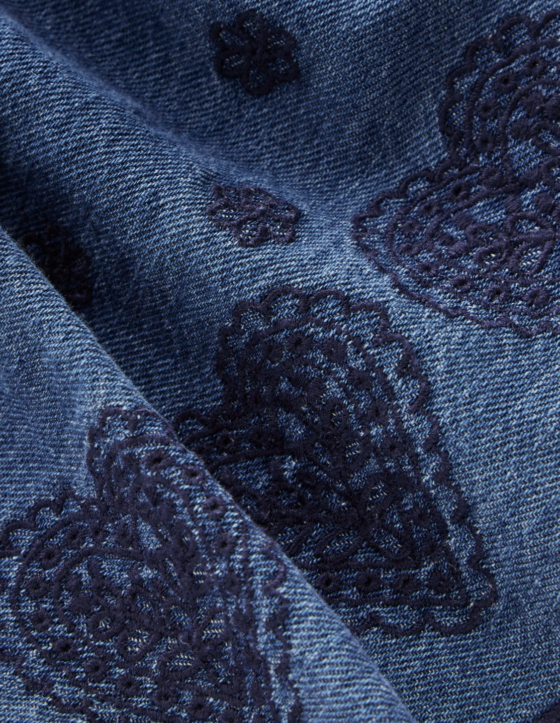 Embroidered Pull-on Skirt-Chambray / Boden On sale