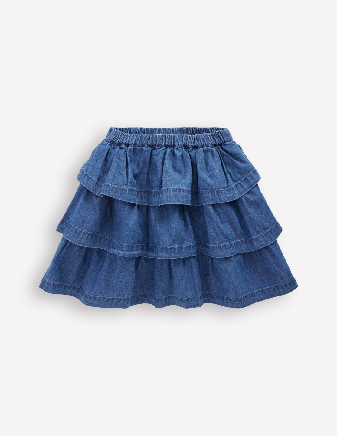 Ruffle Tiered Skirt-Mid Vintage Denim / Boden us