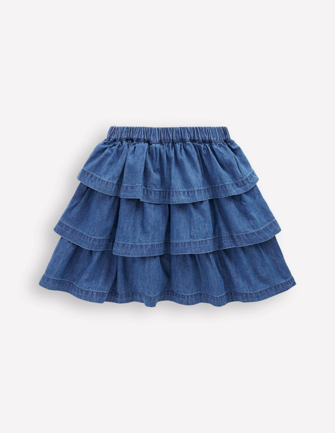 Ruffle Tiered Skirt-Mid Vintage Denim / Boden us