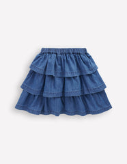 Ruffle Tiered Skirt-Mid Vintage Denim / Boden us