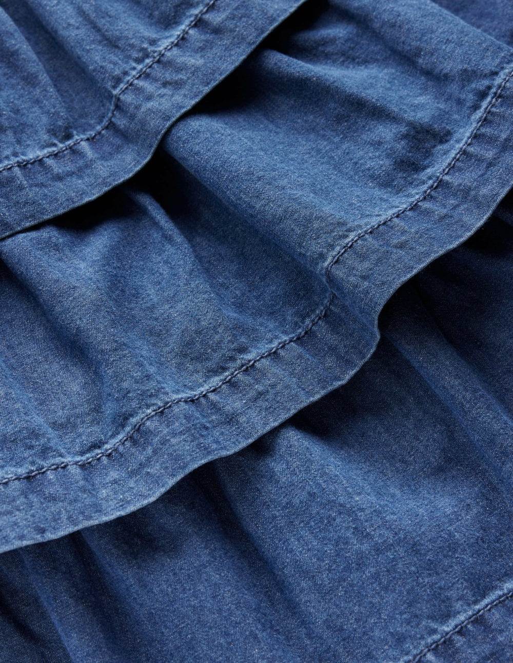 Ruffle Tiered Skirt-Mid Vintage Denim / Boden us