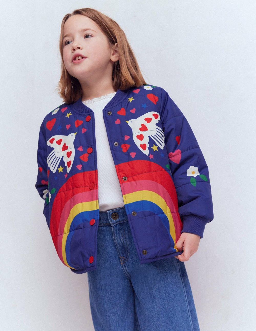 Fun Bomber Jacket-Navy Placement Rainbow Print / Boden Online