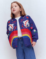 Fun Bomber Jacket-Navy Placement Rainbow Print / Boden Online