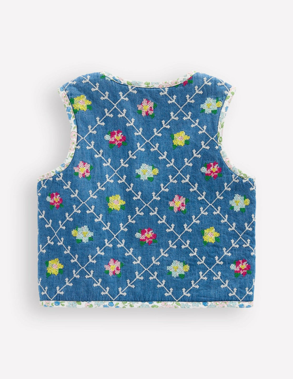 Pretty Quilted Gilet-Embroidered Denim / Boden Outlet