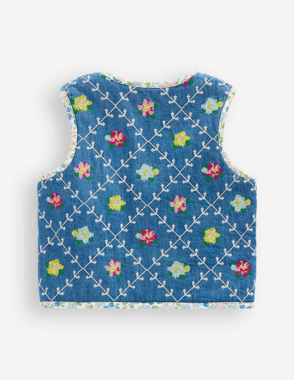 Pretty Quilted Gilet-Embroidered Denim / Boden Outlet