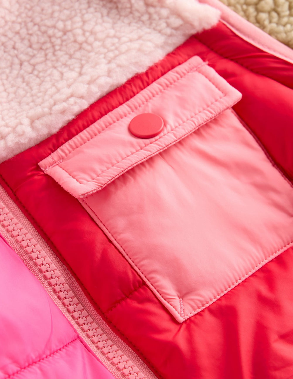 2-in-1 Borg Mix Jacket-Pink Borg Colourblock / Boden Discount