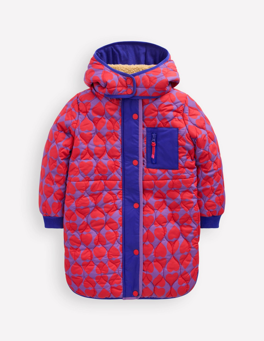 Cosy Longline Coat-Purple Heart Print / Boden us