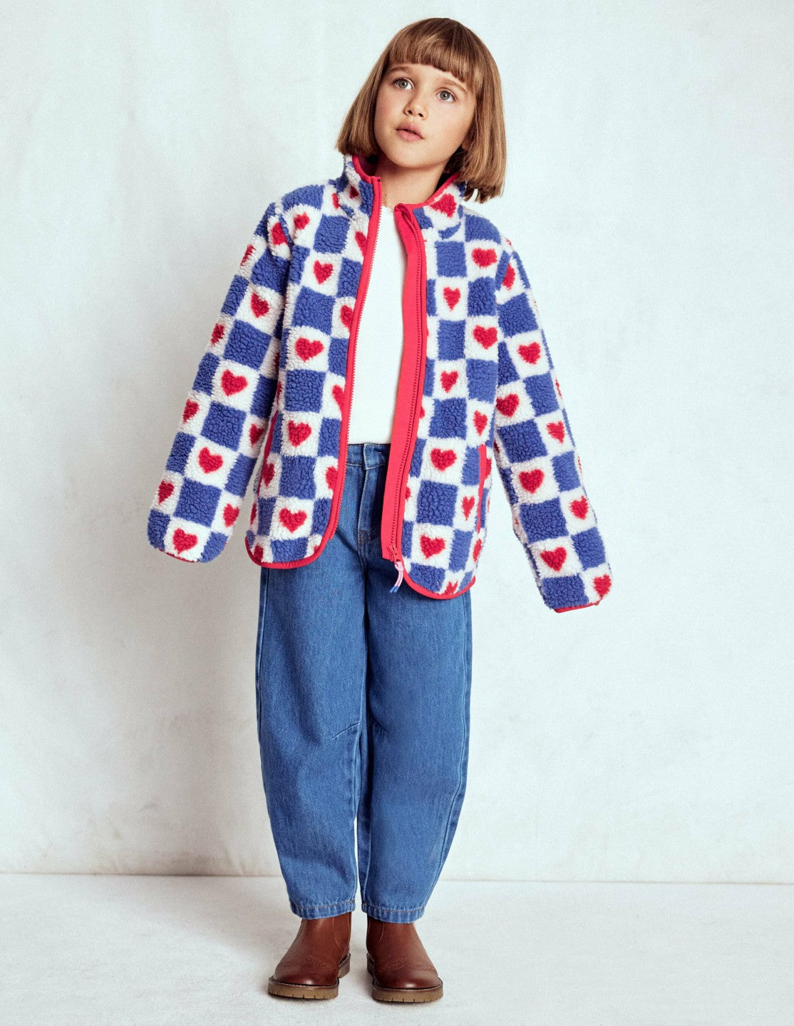 Eden Borg Zip-Through Jacket-Blue Heart Stamp / Boden On sale