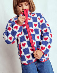 Eden Borg Zip-Through Jacket-Blue Heart Stamp / Boden On sale