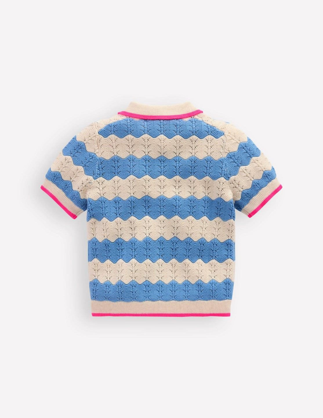 Pointelle Knitted Polo Top-Wave Blue / Boden Discount