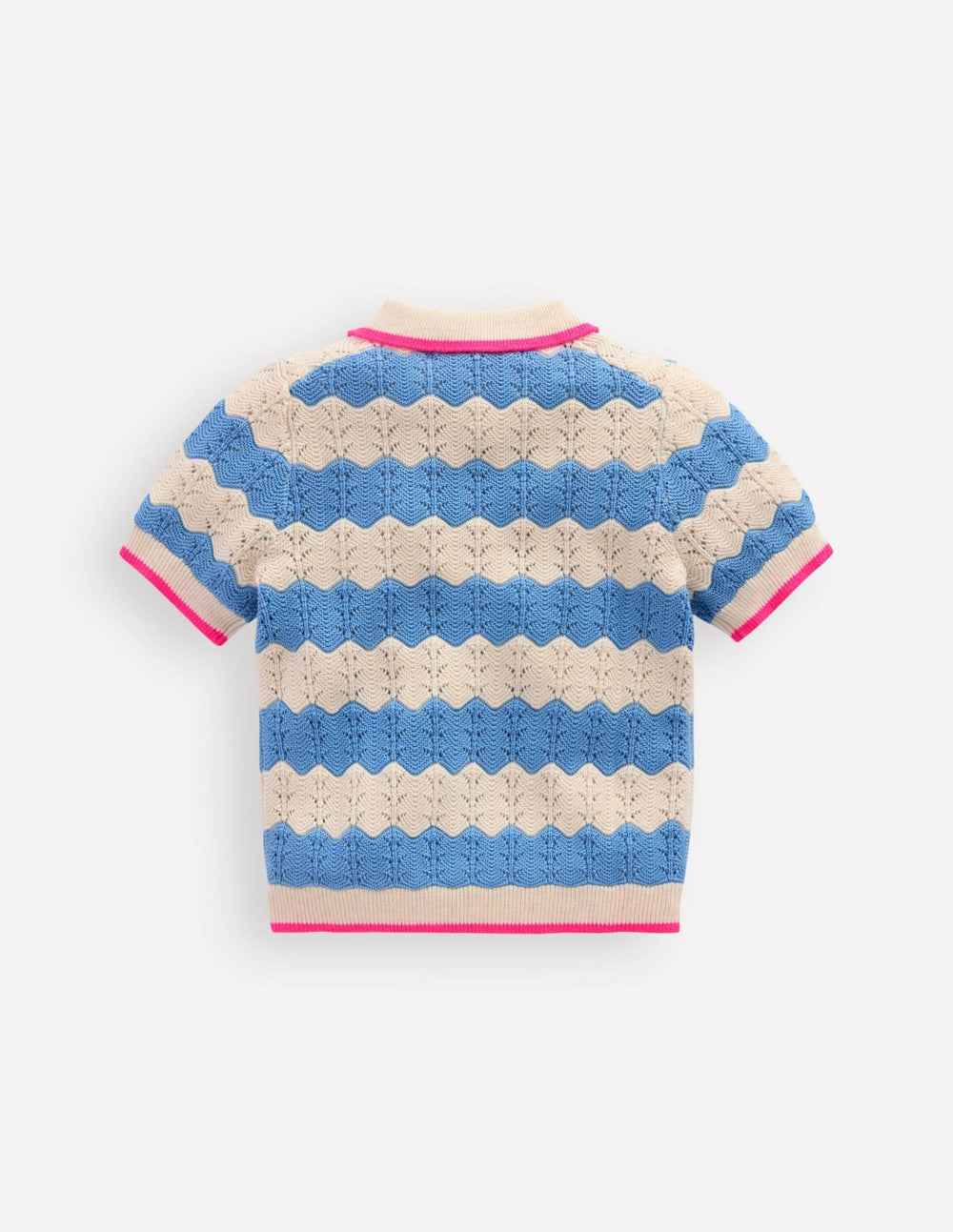 Pointelle Knitted Polo Top-Wave Blue / Boden Discount