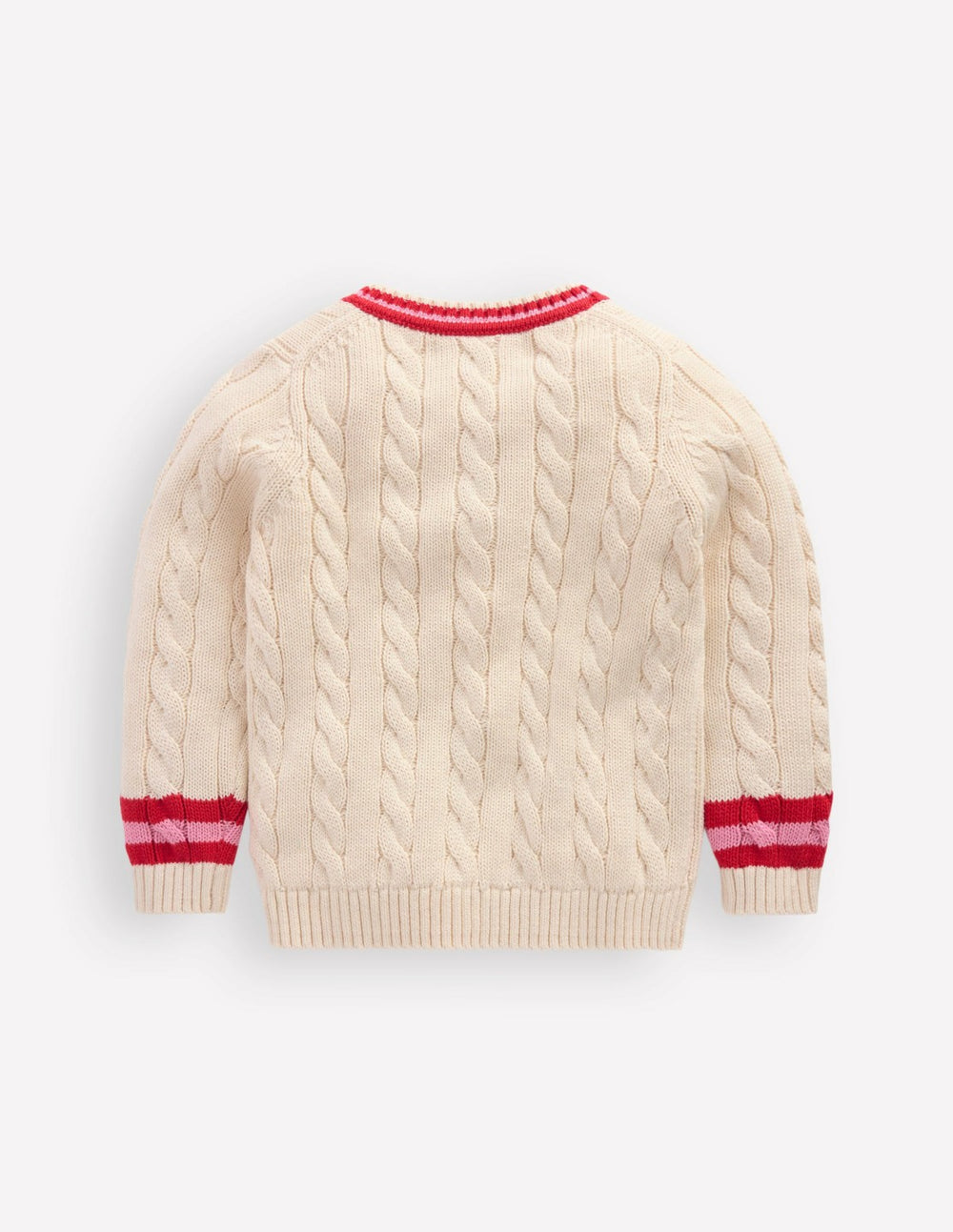 V-neck Cable Sweater-Ecru Marl / Boden On sale