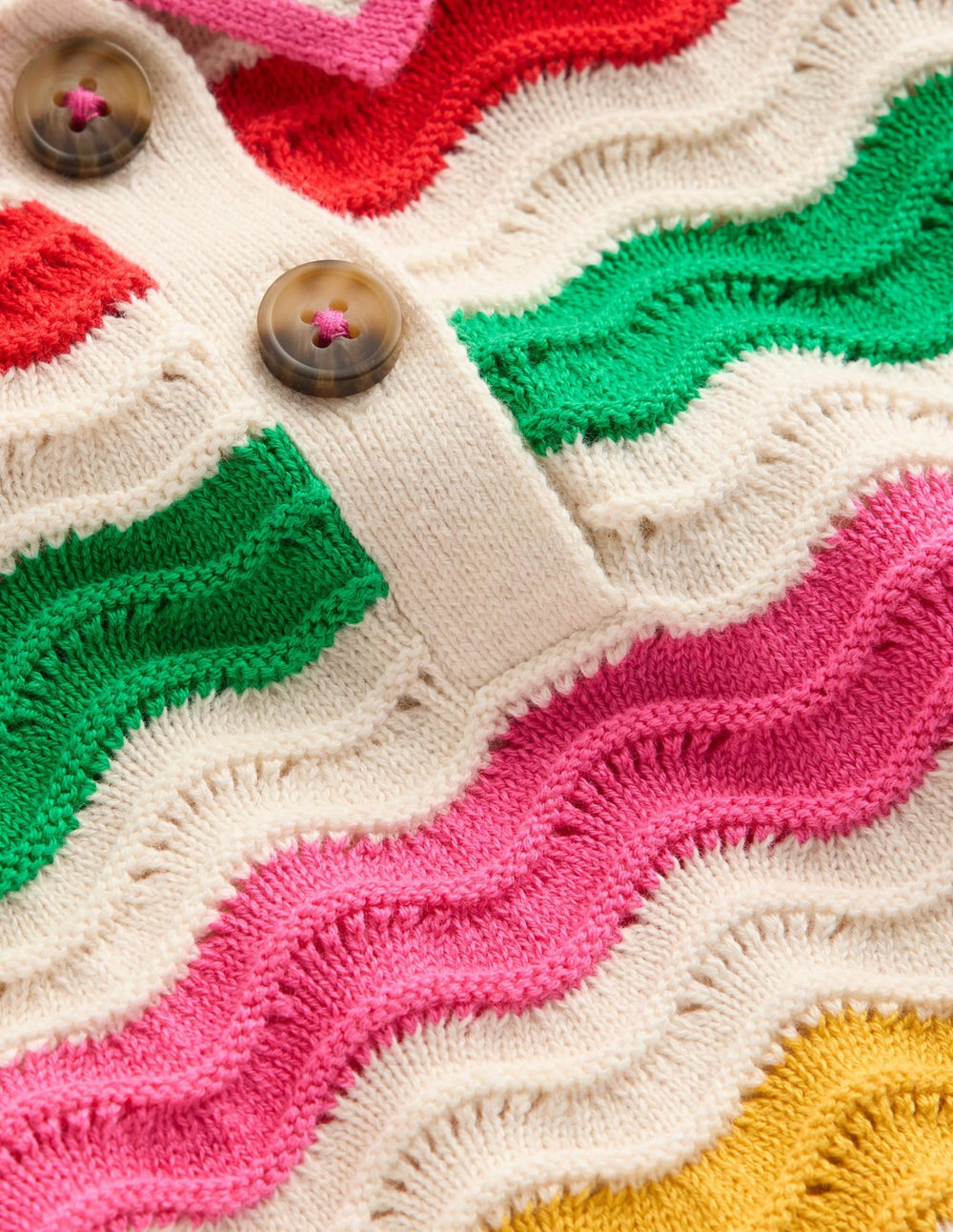 Pointelle Knitted Polo Top-Ecru Marl Multi Wave / Boden us