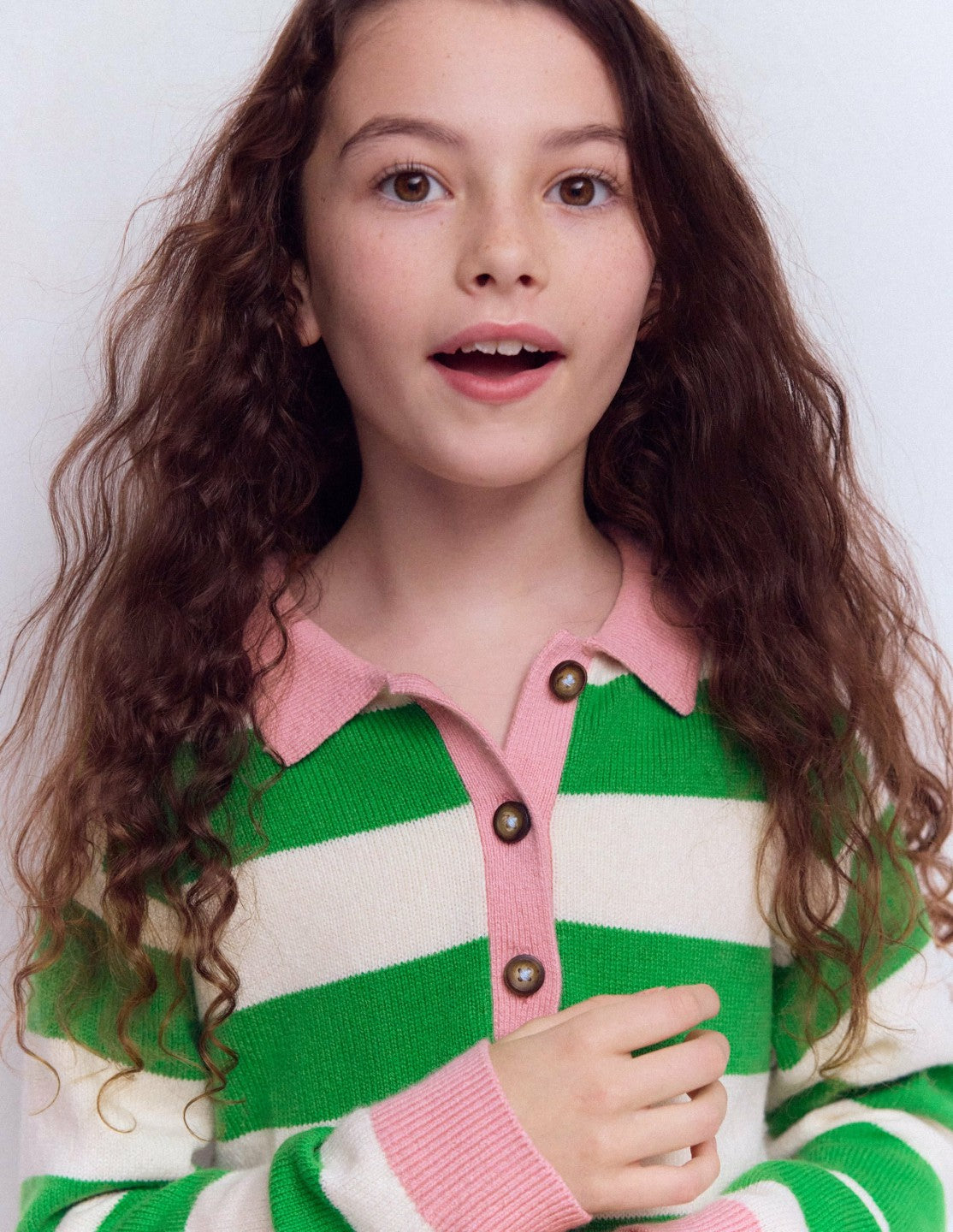 Knitted Rugby Sweater-Pea Green/Ecru Marl / Boden