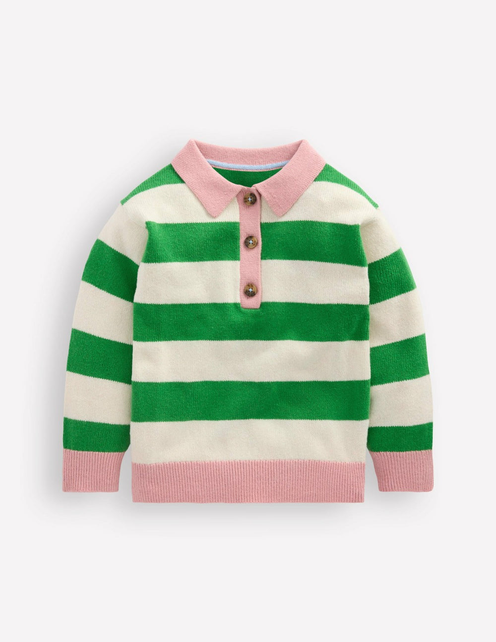 Knitted Rugby Sweater-Pea Green/Ecru Marl / Boden