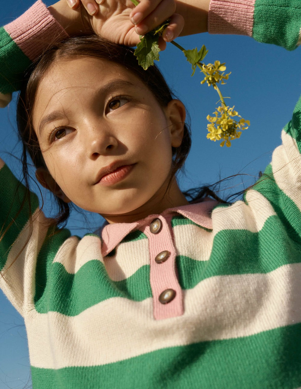 Knitted Rugby Sweater-Pea Green/Ecru Marl / Boden
