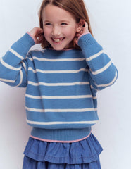 Drop Shoulder Sweater-Silve Lake Blue/Ecru Marl / Boden Sale