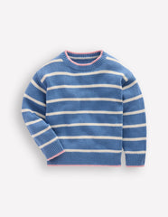 Drop Shoulder Sweater-Silve Lake Blue/Ecru Marl / Boden Sale