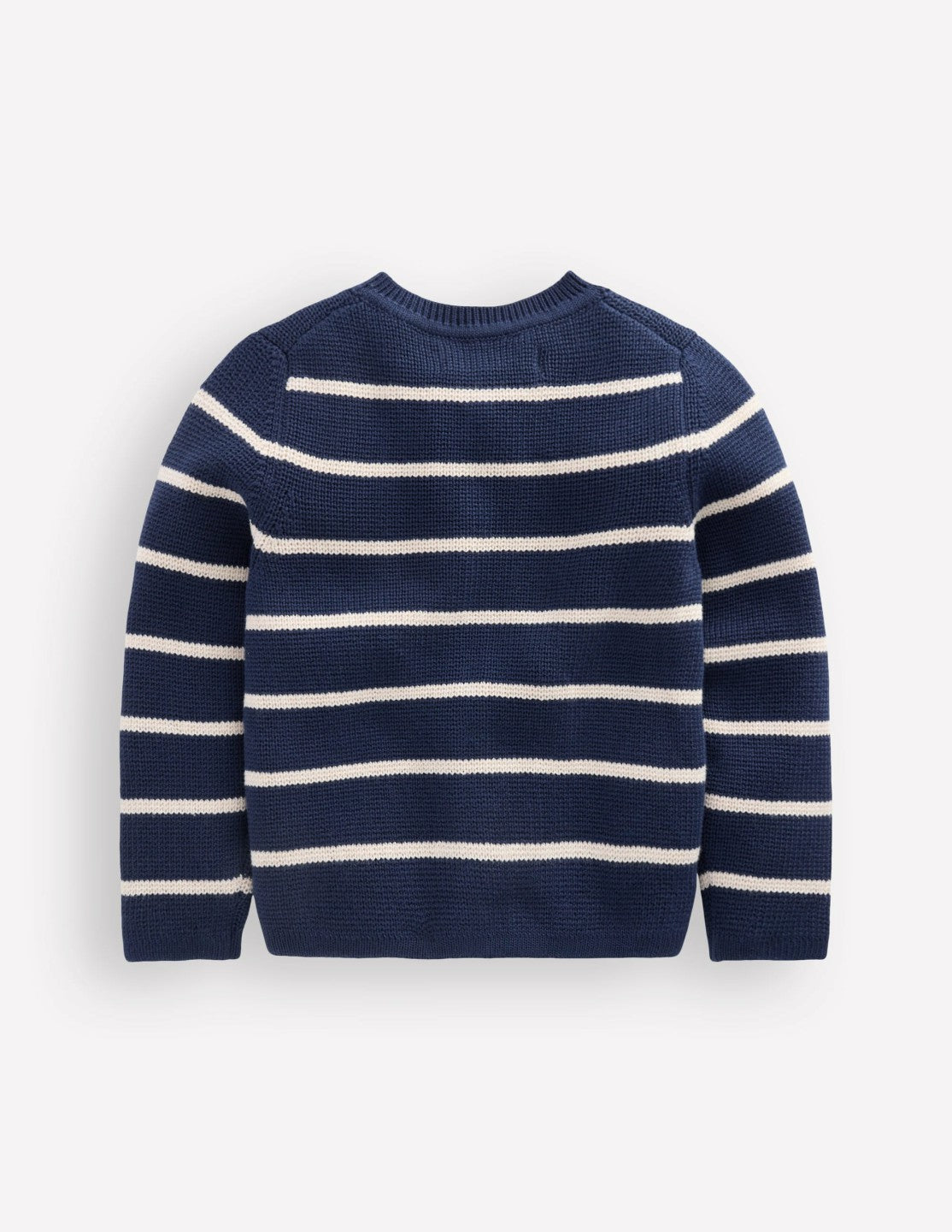 Crew Neck Knitted Jacket-College Navy/Soft Ivory Stripe / Boden Online