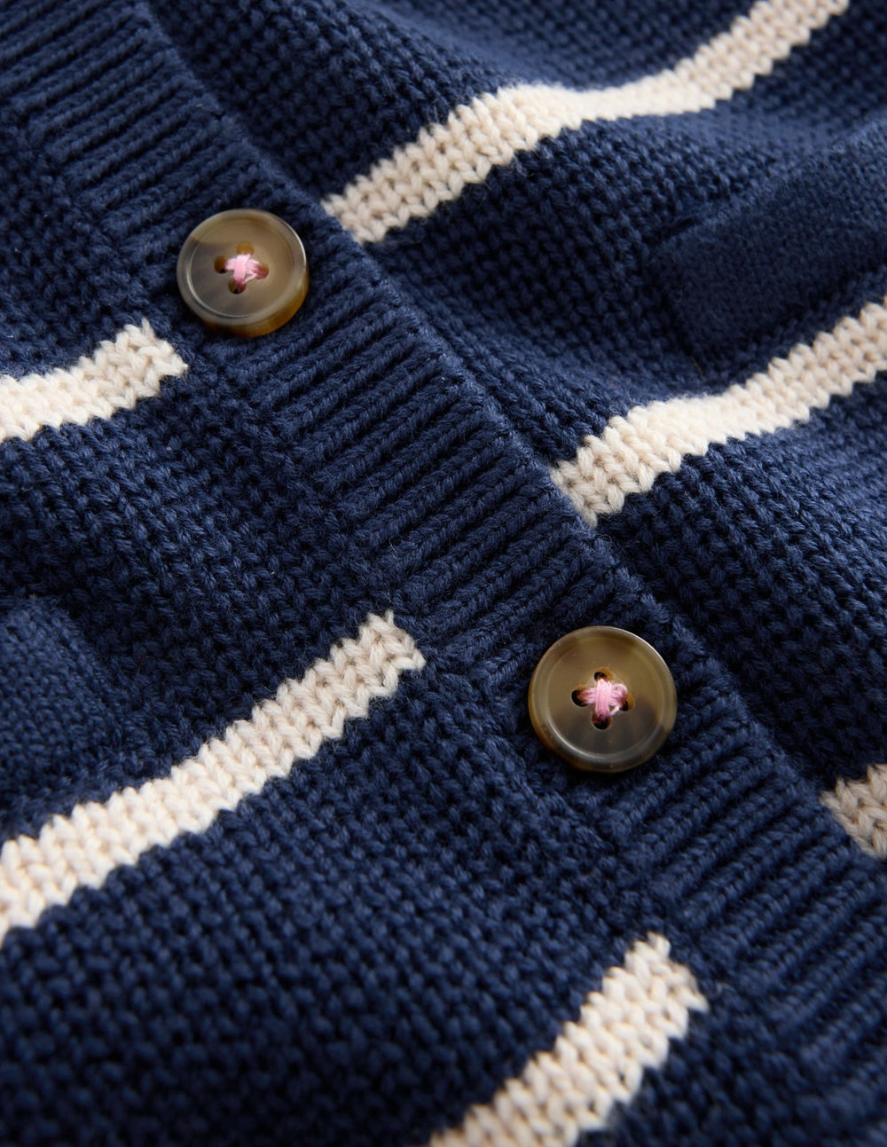 Crew Neck Knitted Jacket-College Navy/Soft Ivory Stripe / Boden Online