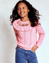 Embroidered Pointelle Sweater-Formica Pink Marl / Boden Discount