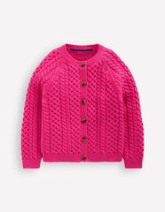 Heritage Cable Cardigan-Raspberry Pink / Boden
