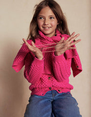 Heritage Cable Cardigan-Raspberry Pink / Boden
