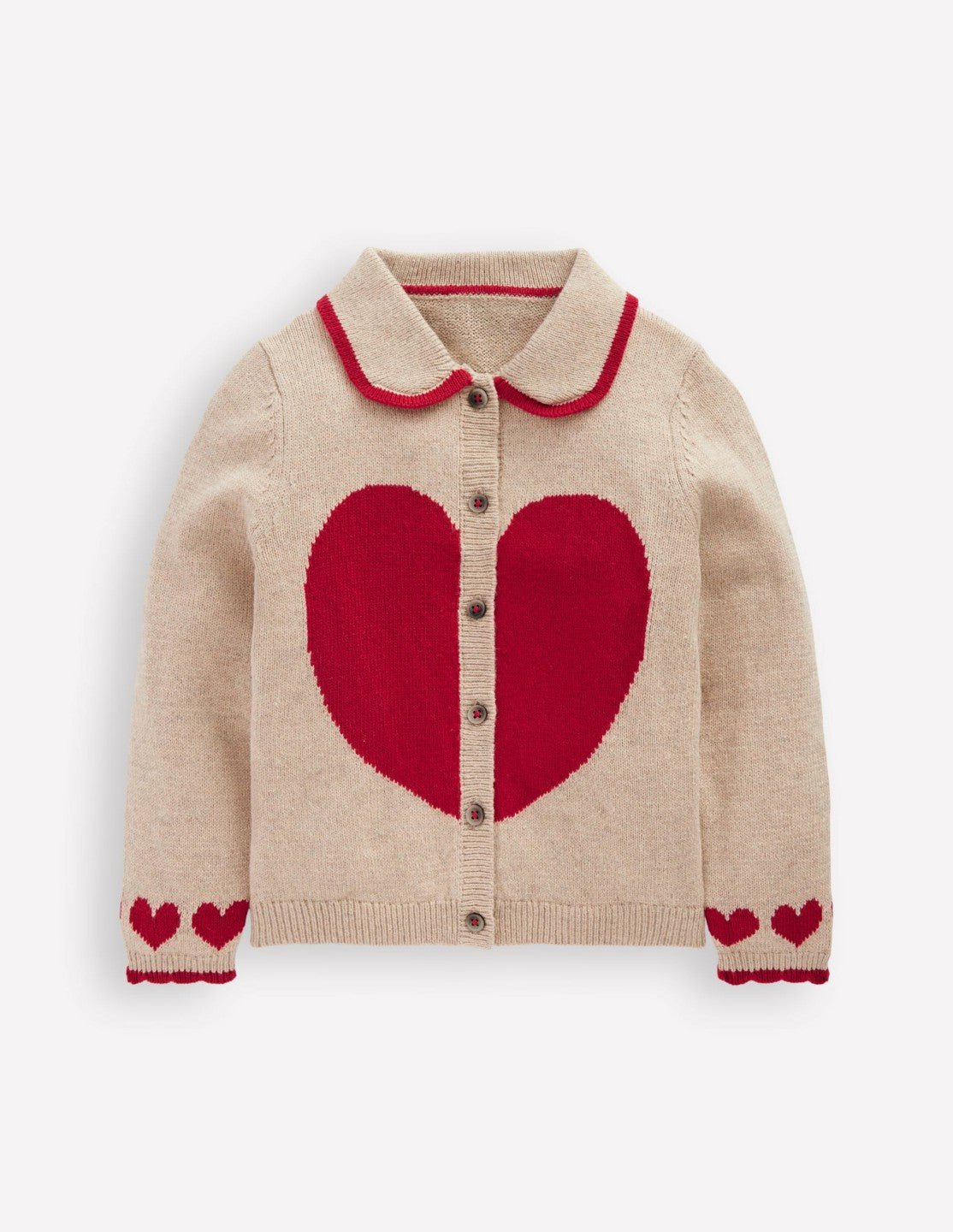 Collared Logo Cardigan-Chinchilla Melange Heart / Boden Sale