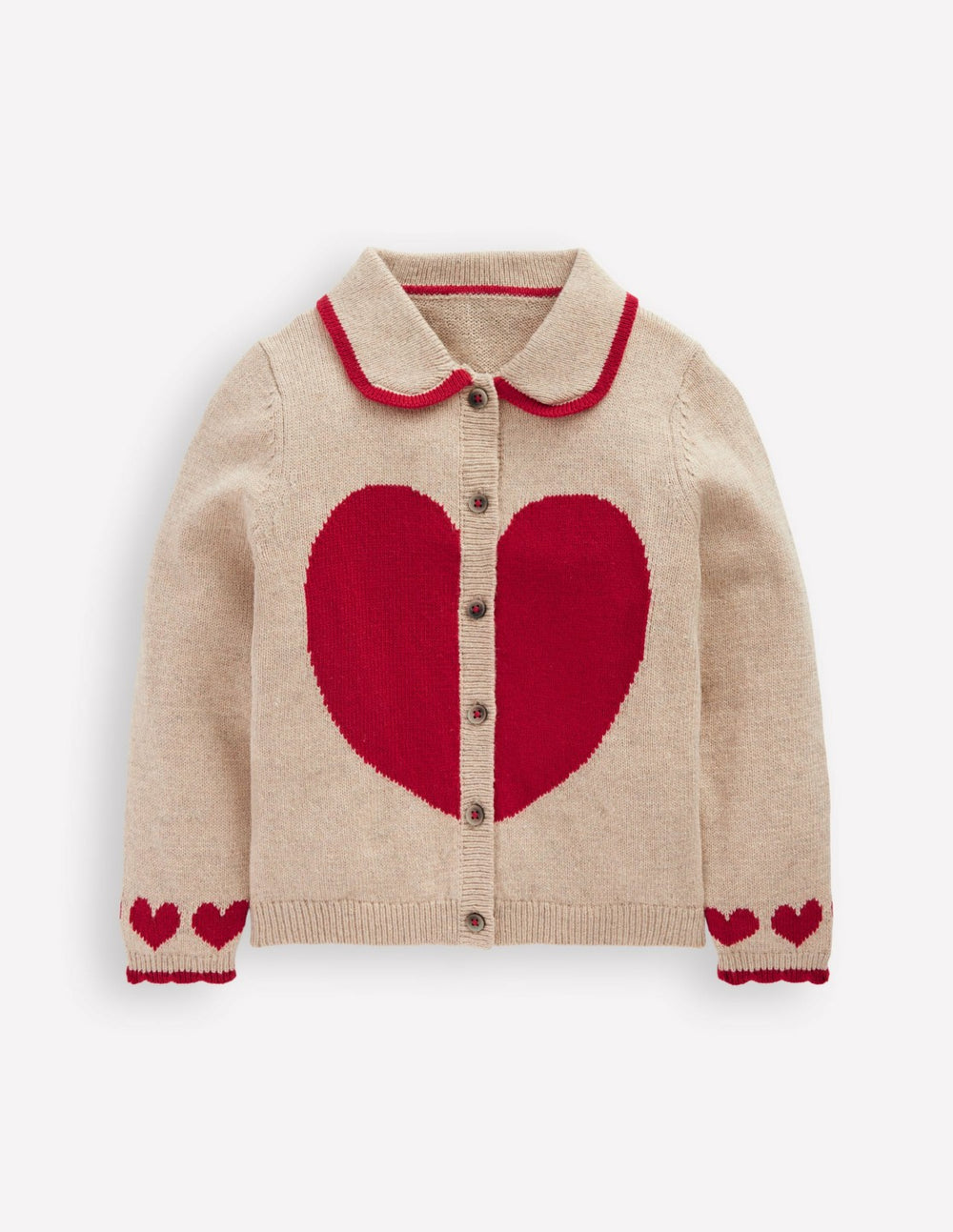 Collared Logo Cardigan-Chinchilla Melange Heart / Boden Sale