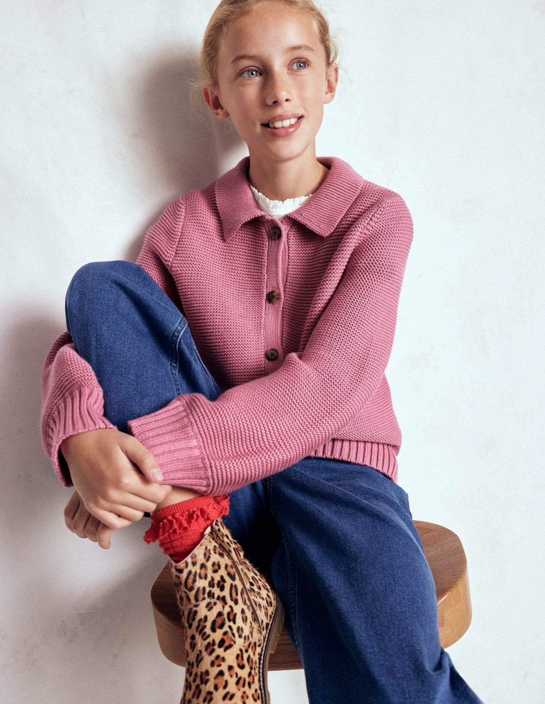 Collared Cardigan-Pink Haze / Boden Outlet