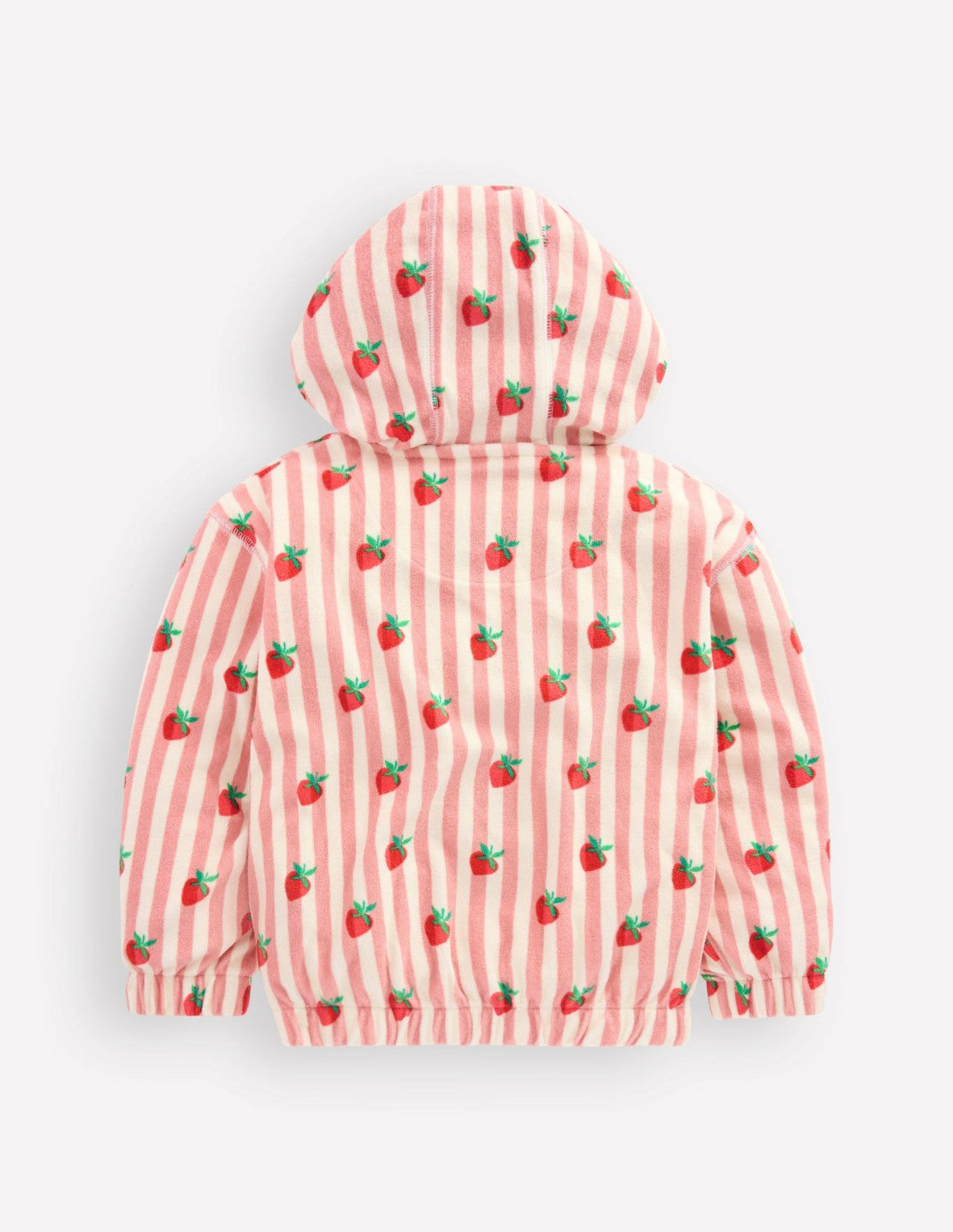Relaxed Towelling Hoodie-Blush Strawberry Stripe / Boden On sale