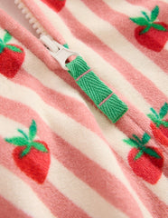 Relaxed Towelling Hoodie-Blush Strawberry Stripe / Boden On sale