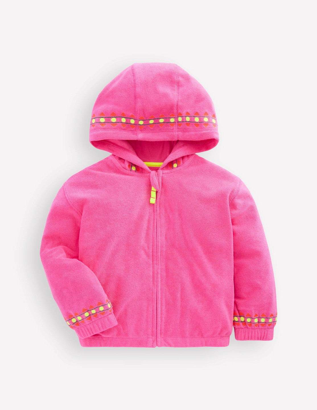 Relaxed Towelling Hoodie-Pink Embroidered / Boden us