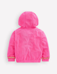 Relaxed Towelling Hoodie-Pink Embroidered / Boden us
