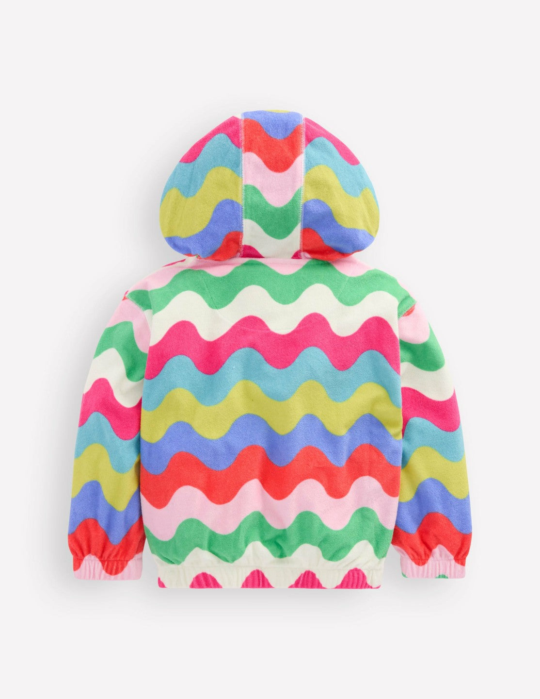 Relaxed Towelling Hoodie-Multi Wave Stripe / Boden