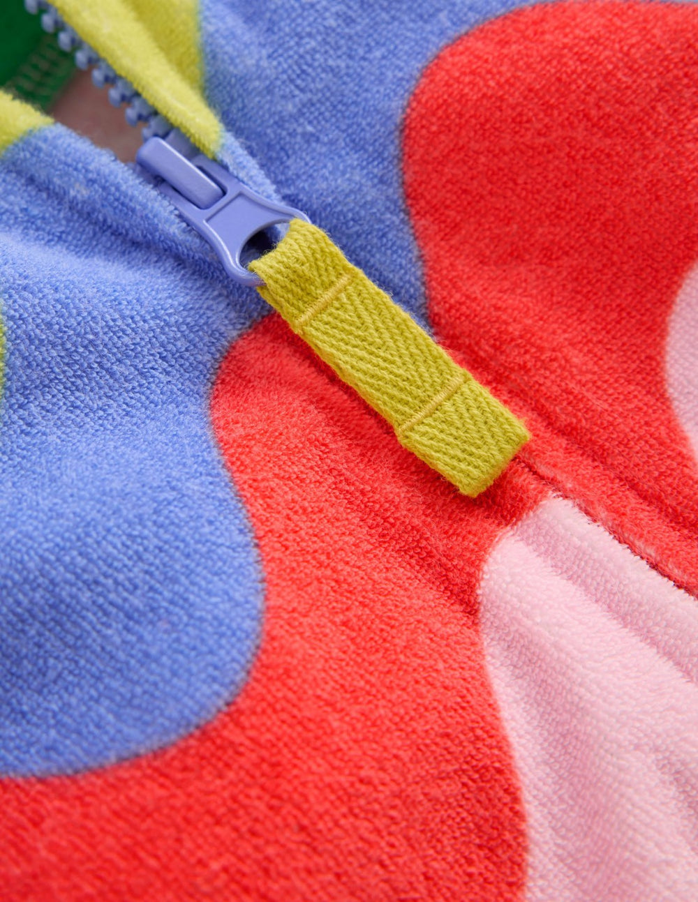 Relaxed Towelling Hoodie-Multi Wave Stripe / Boden